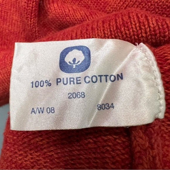 Tulchan Cotton V Neck Sweater Orange Sz M Buttons Teacher Artsy Student Retro - Picture 9 of 11
